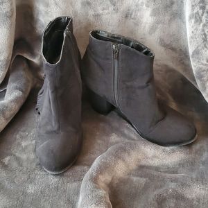 Etc! Black Ankle Fringed Booties